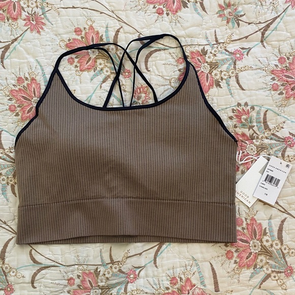 Good American | Womens Strappy Sports Bra in Color Camel NWT - Picture 2 of 8